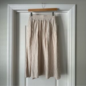 a new day Beige and White Striped Midi Skirt